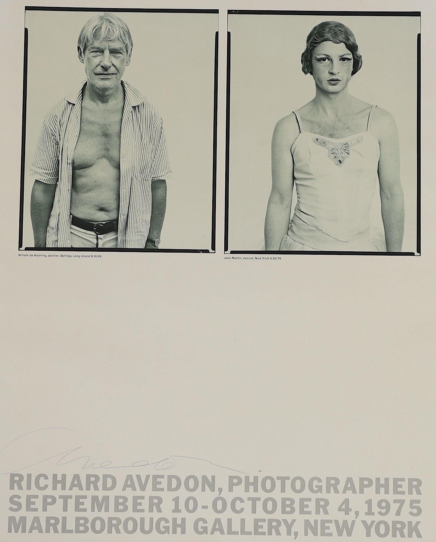 Richard Avedon (American, 1923-2004), 'Richard Avedon, Photographer, 1975 Marlborough Gallery New York', Exhibition poster, 66 x 59.5cm